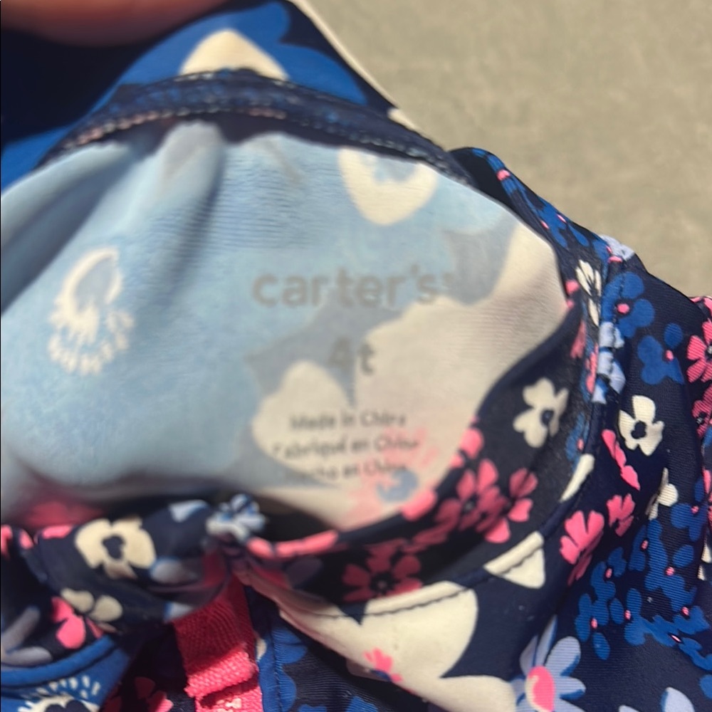 2/$10 Carters Floral Rashguard Tankini Swim Set - 4T - Picture 4 of 4
